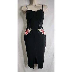 Material Girl Black Floral Bustier Form Fitting Dress Size Medium NEW SEE NOTES